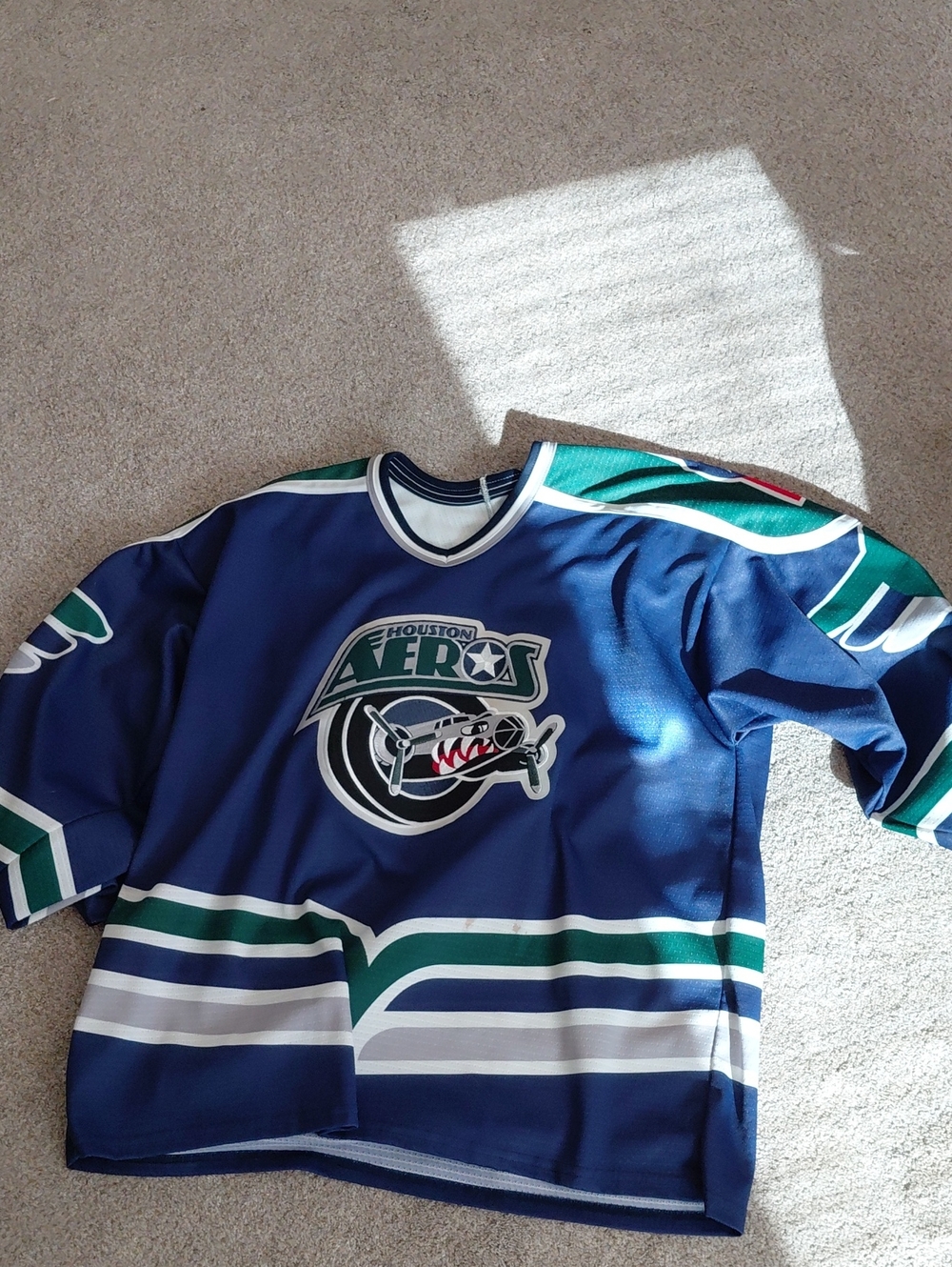 Bauer Blue White Hockey Jersey with Green Accent